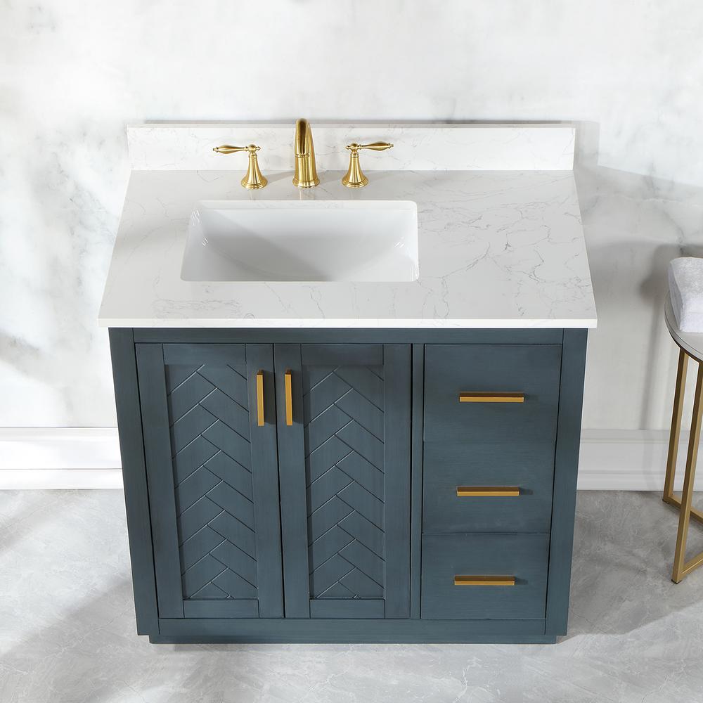 36" Single Bathroom Vanity Set in Classic Blue without Mirror. Picture 6