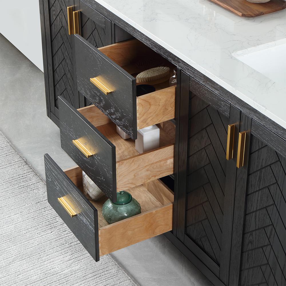 72" Double Bathroom Vanity Set in Brown Oak without Mirror. Picture 8