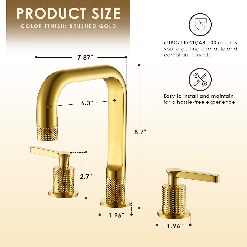 8. in Widespread 2-Handle Bathroom Faucet in Brushed Gold. Picture 12