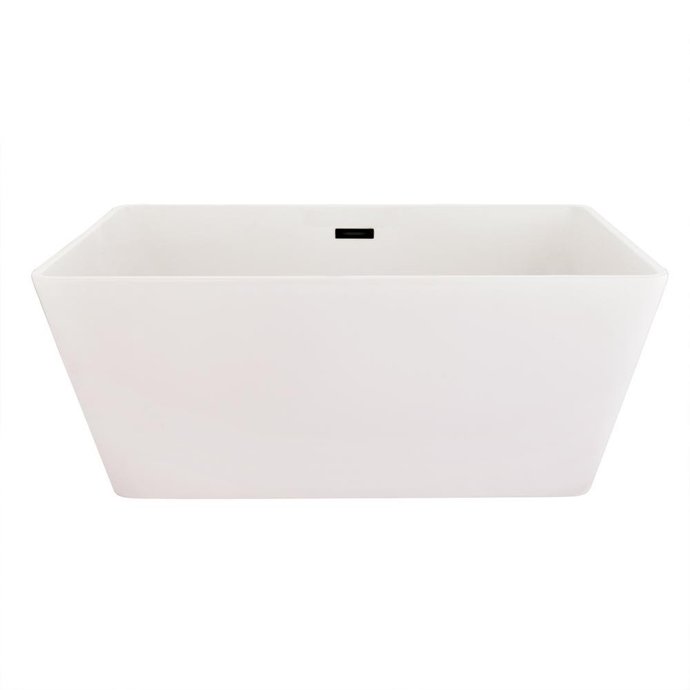 Regina 51" x 28" Flatbottom Freestanding Acrylic Soaking Bathtub in Glossy White. Picture 1