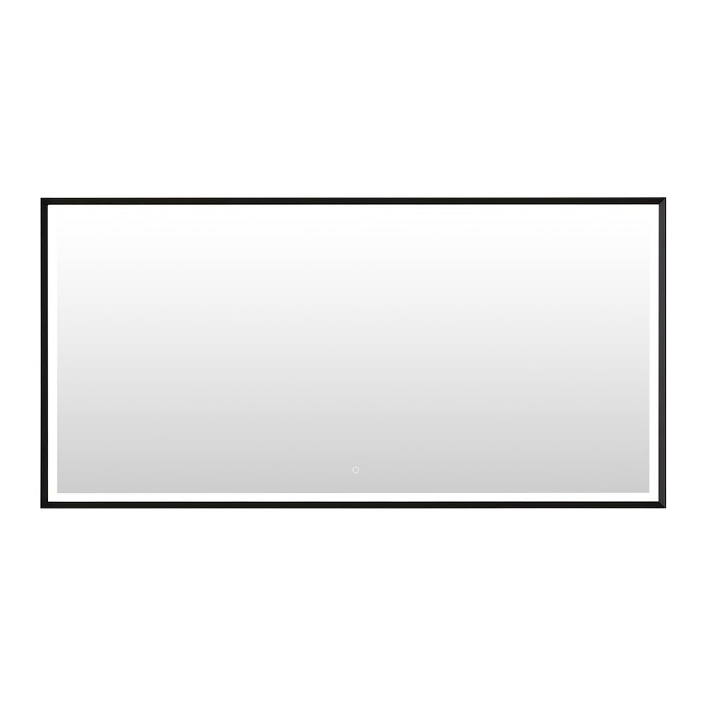 72"x36" Rectangular Wall Mirror in Matte Black Aluminum Framed. Picture 1