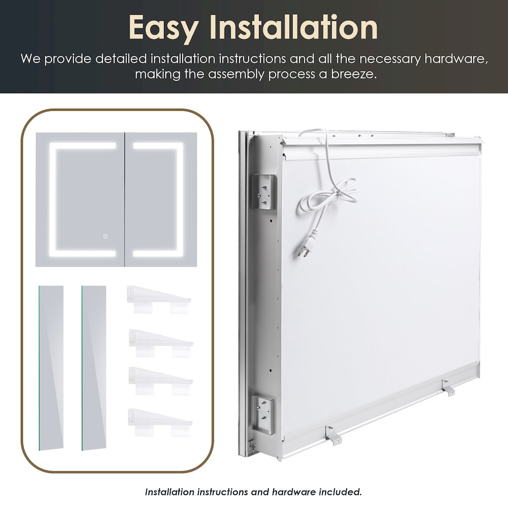 36" Frameless Surface-Mount/Recessed LED Lighted Bathroom Medicine Cabinet. Picture 17