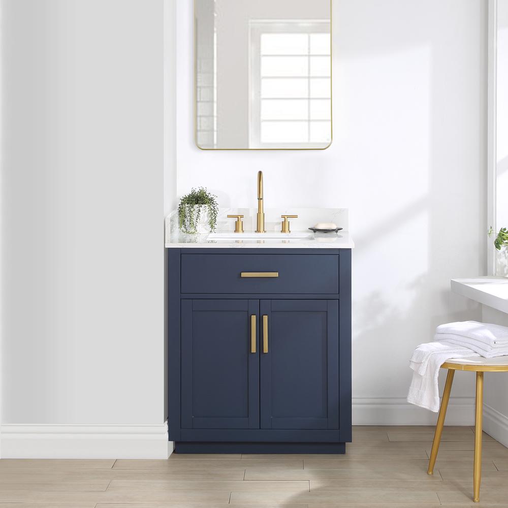 30" Single Bathroom Vanity in Royal Blue without Mirror. Picture 5