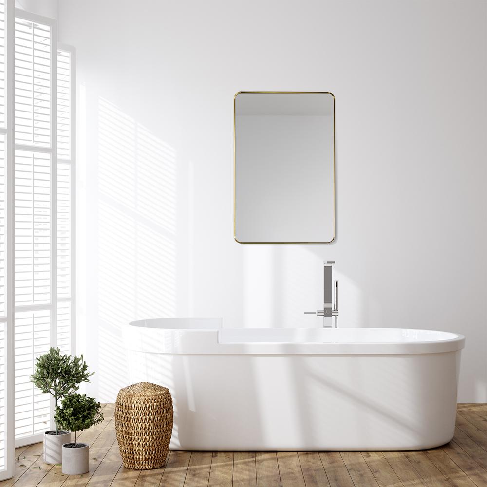 Nettuno 24" Rectangle Bathroom/Vanity Brushed Gold Aluminum Framed Wall Mirror. Picture 13