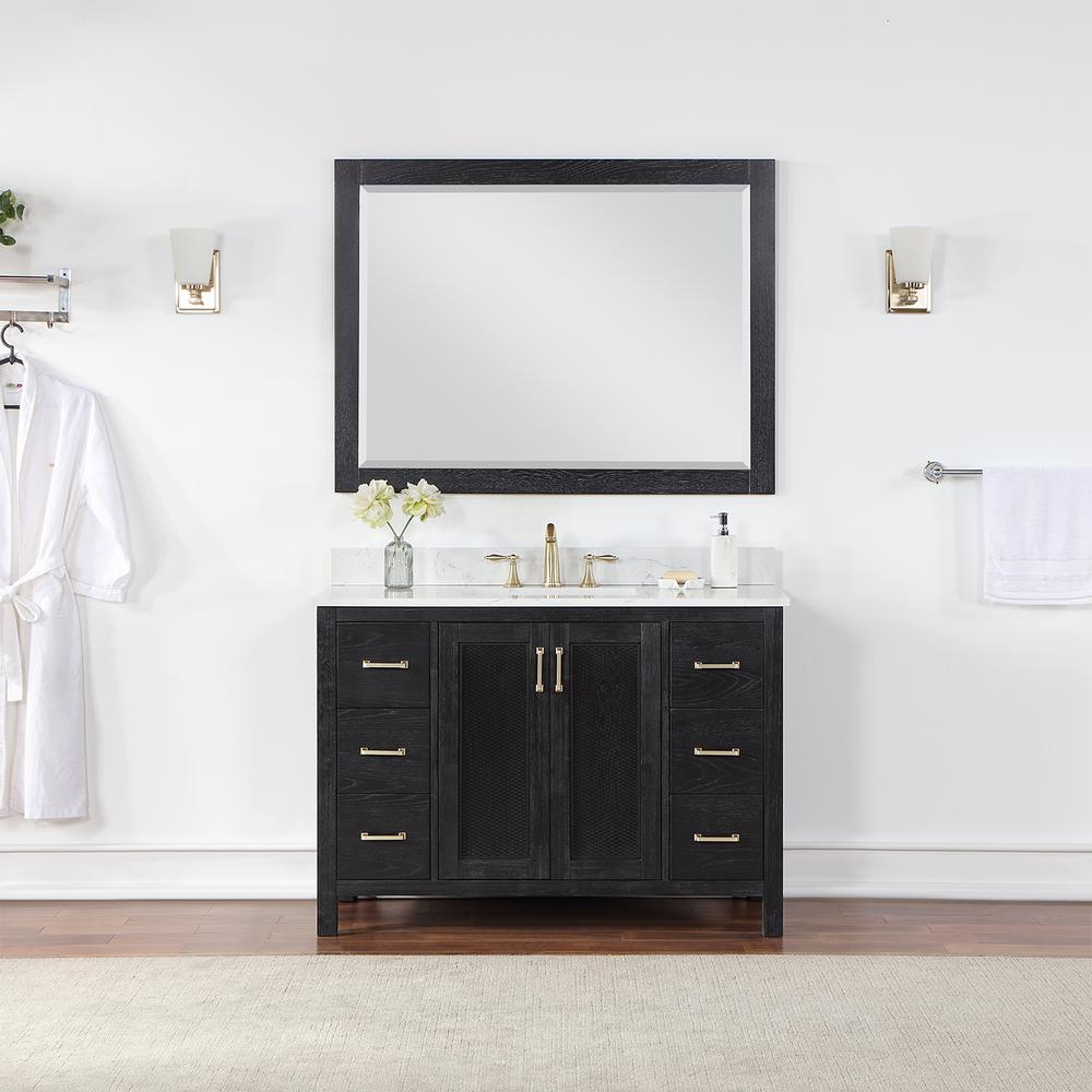 48" Single Bathroom Vanity Set in Black Oak with Mirror. Picture 3
