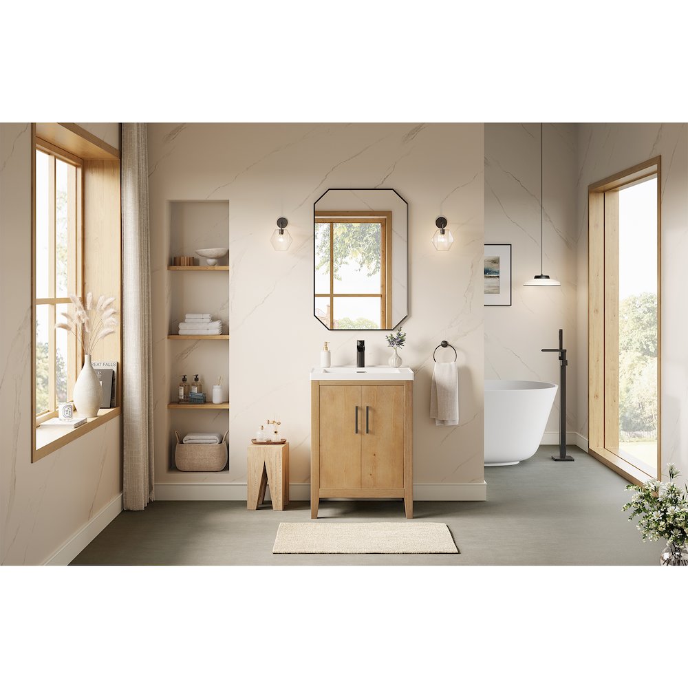 24" Single Bathroom Vanity in with White Ceramic Intergated Sink with Mirror. Picture 14