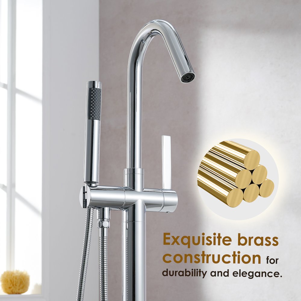 Single Lever Handle Freestanding Floor Mounted Tub Filler. Picture 8