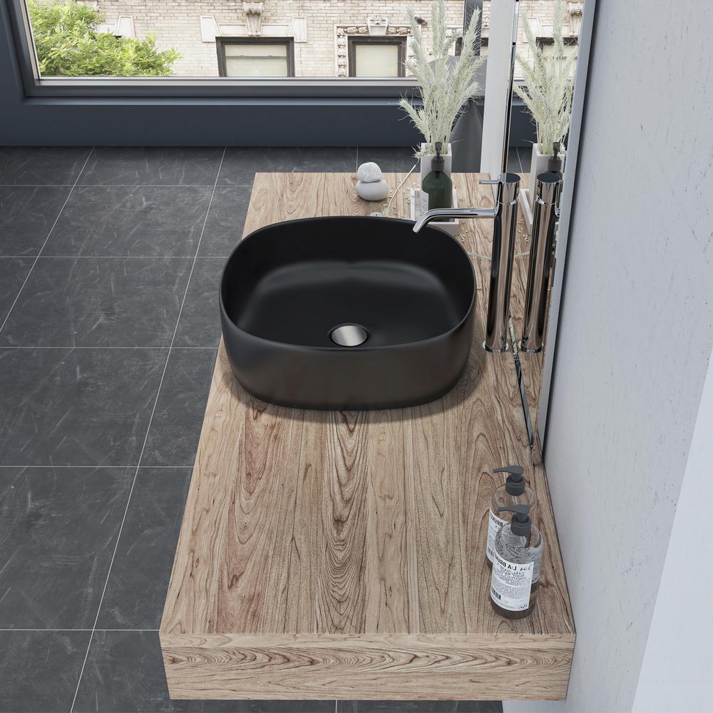 16 in. Square Black Finish Ceramic Bathroom Vanity Sink. Picture 7