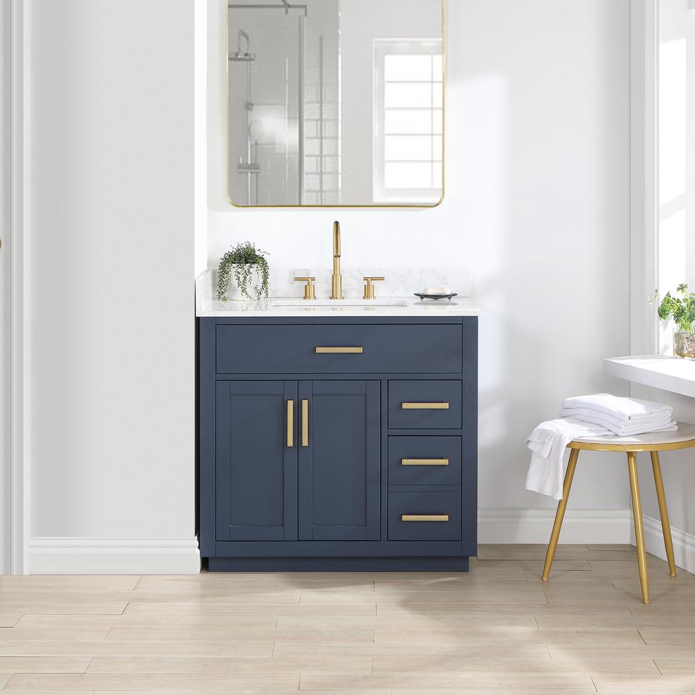 36" Single Bathroom Vanity in Royal Blue without Mirror. Picture 9