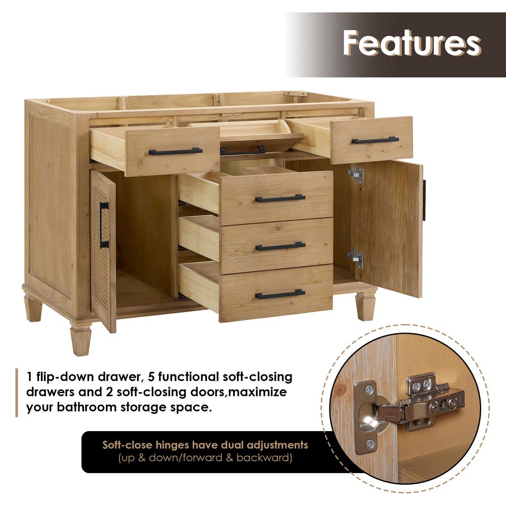 Single Bathroom Vanity in Weathered Fir with Stone Countertop without Mirror. Picture 6