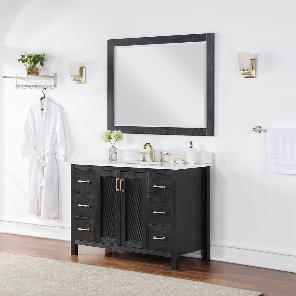 48" Single Bathroom Vanity Set in Black Oak with Mirror. Picture 4