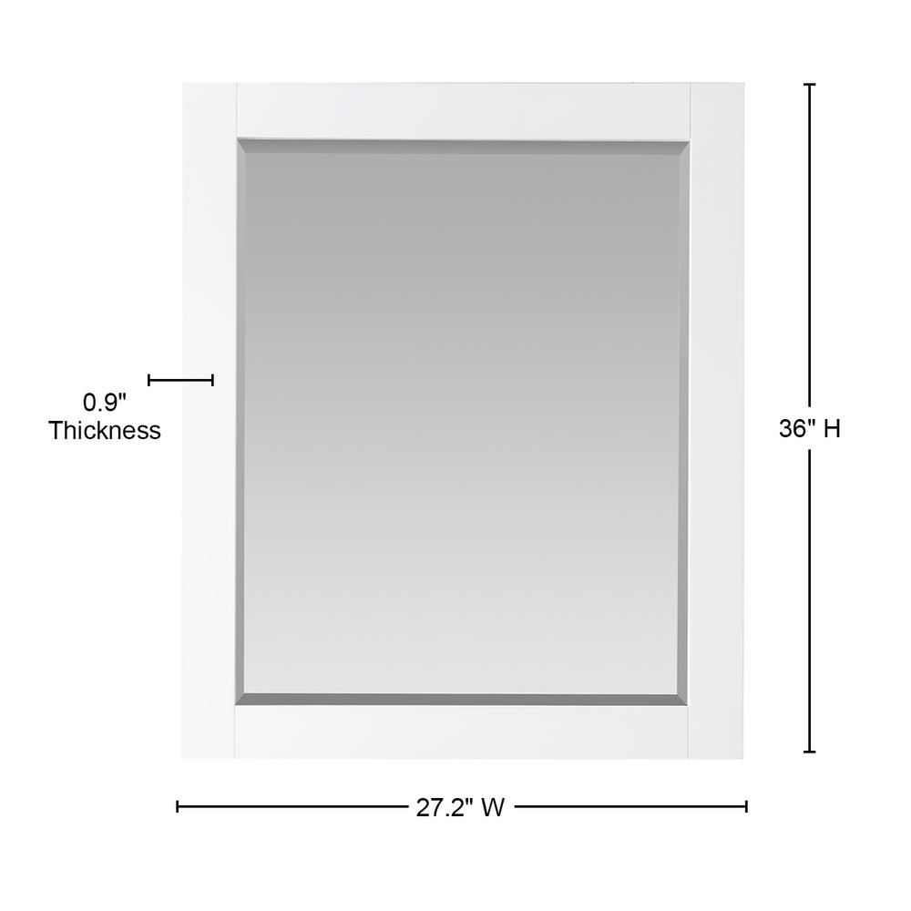 28" Rectangular Bathroom Wood Framed Wall Mirror in White. Picture 9