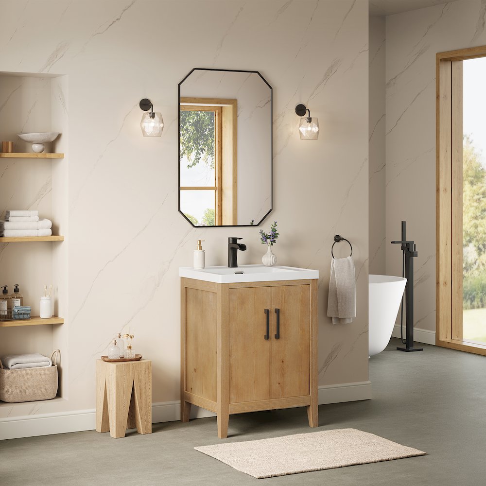 24" Single Bathroom Vanity in with White Ceramic Intergated Sink with Mirror. Picture 3