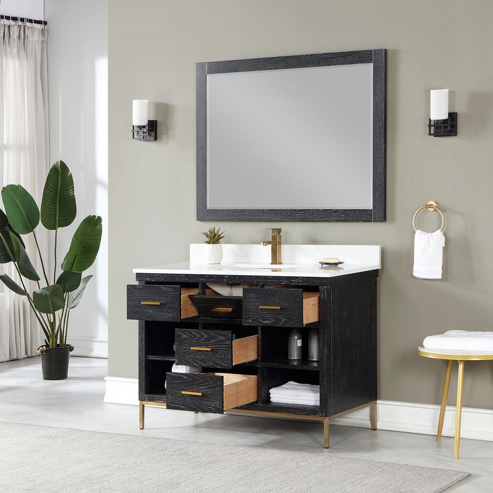48" Single Bathroom Vanity Set in Black Oak with Mirror. Picture 5