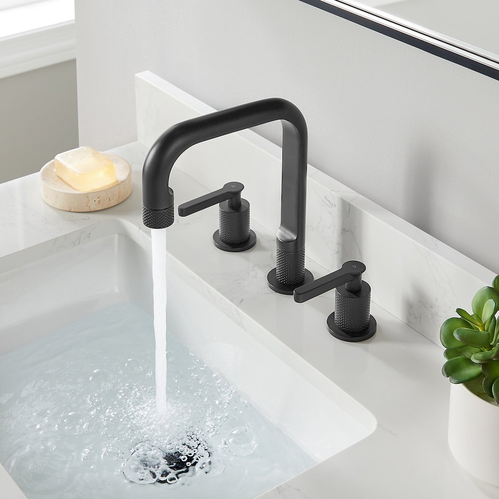 8. in Widespread 2-Handle Bathroom Faucet in Matte Black. Picture 5