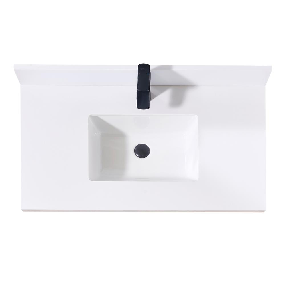 37. in Composite Stone Vanity Top in Snow White with White Sink. Picture 1