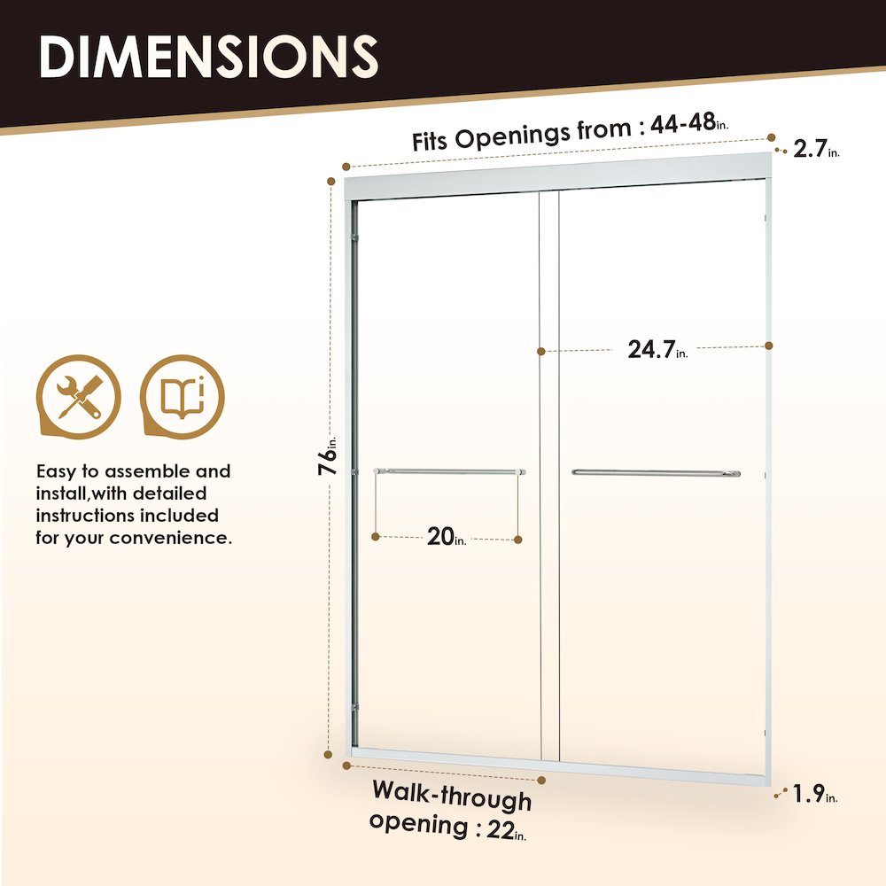 Framed Shower Door in Polished Chrome with Clear Glass. Picture 13