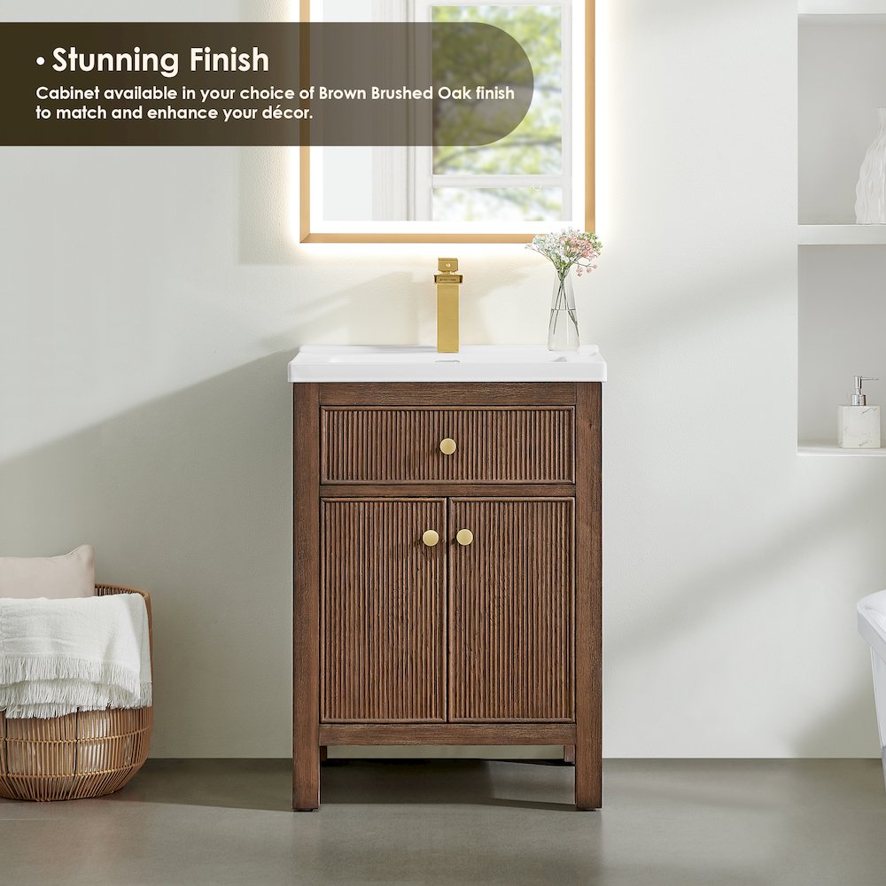 Cerrito 24" Single Bathroom Vanity in Brown Brushed Oak. Picture 5