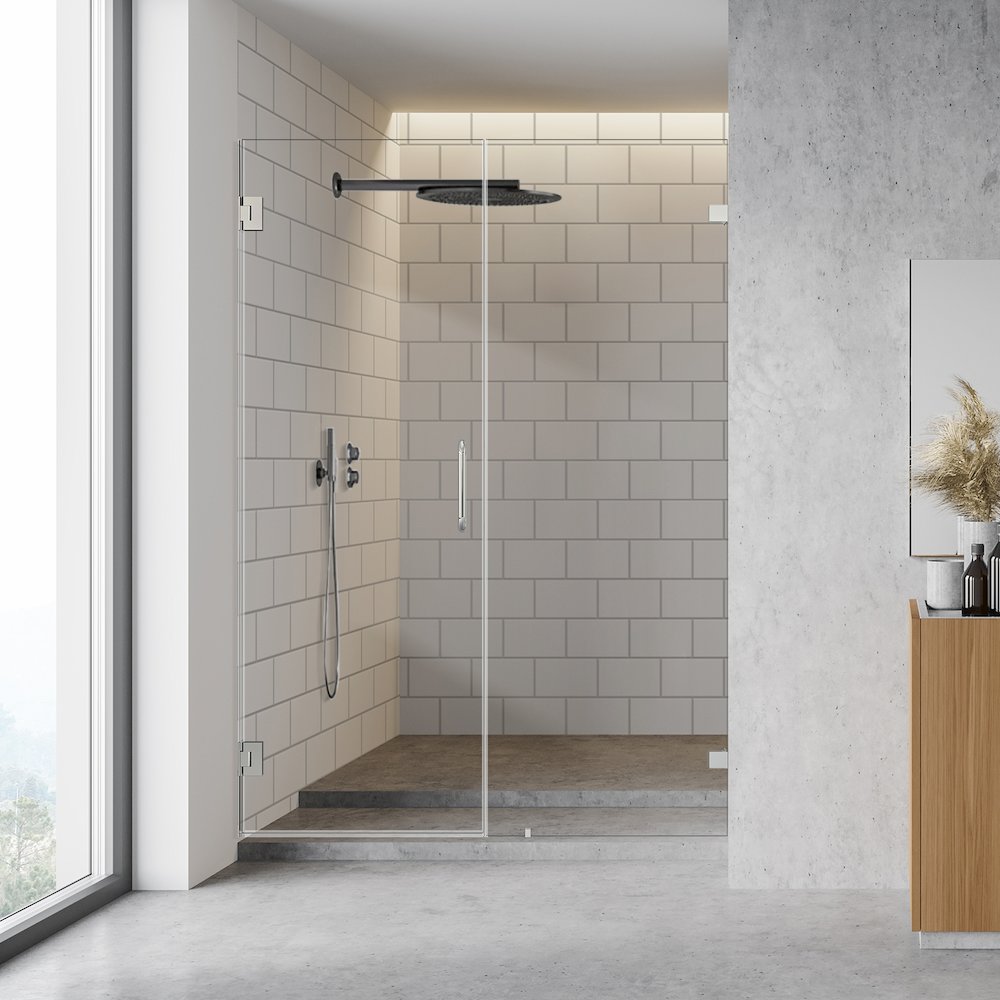 Frameless Hinged Shower Door in Polished Chrome with Clear Glass. Picture 7