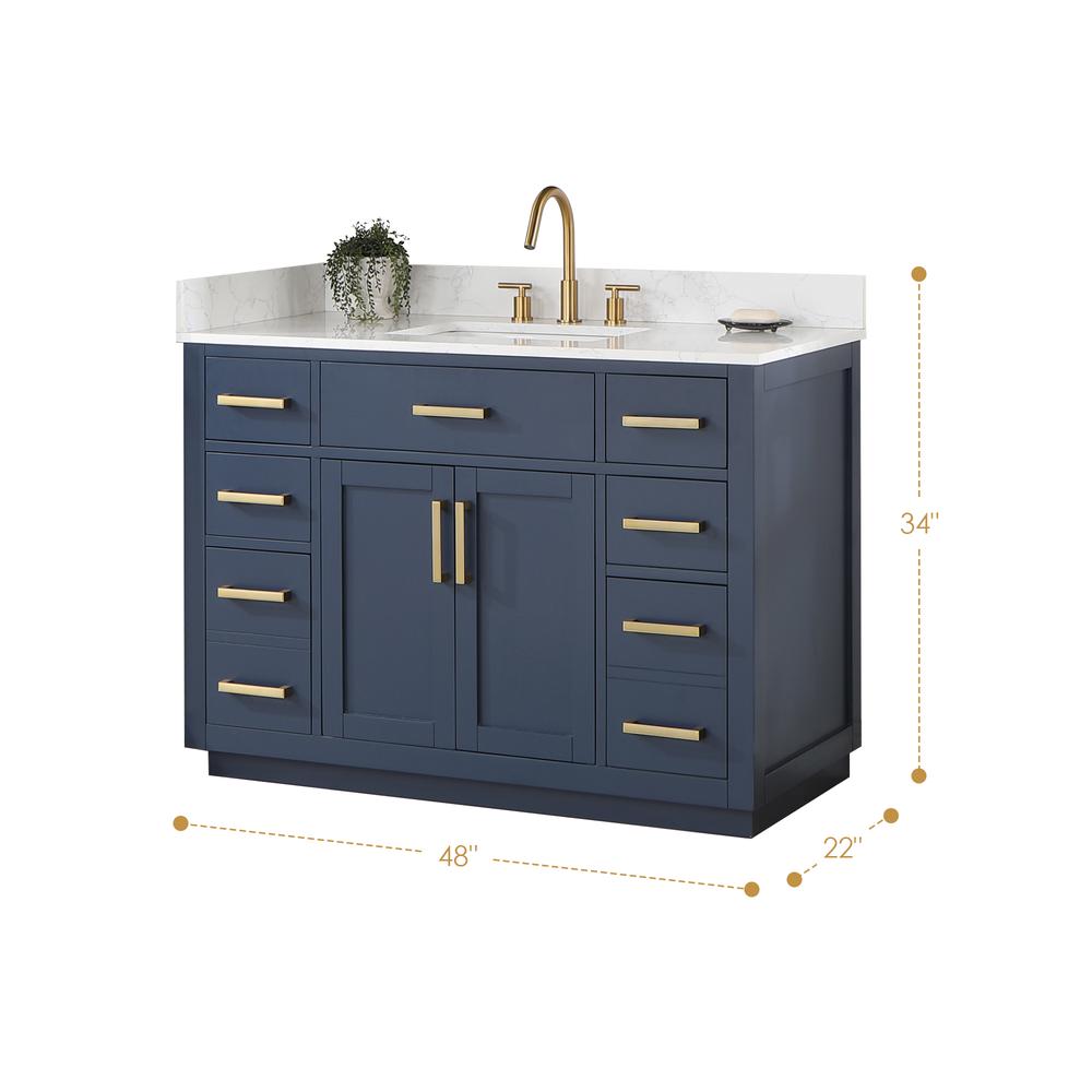 48" Single Bathroom Vanity in Royal Blue without Mirror. Picture 1