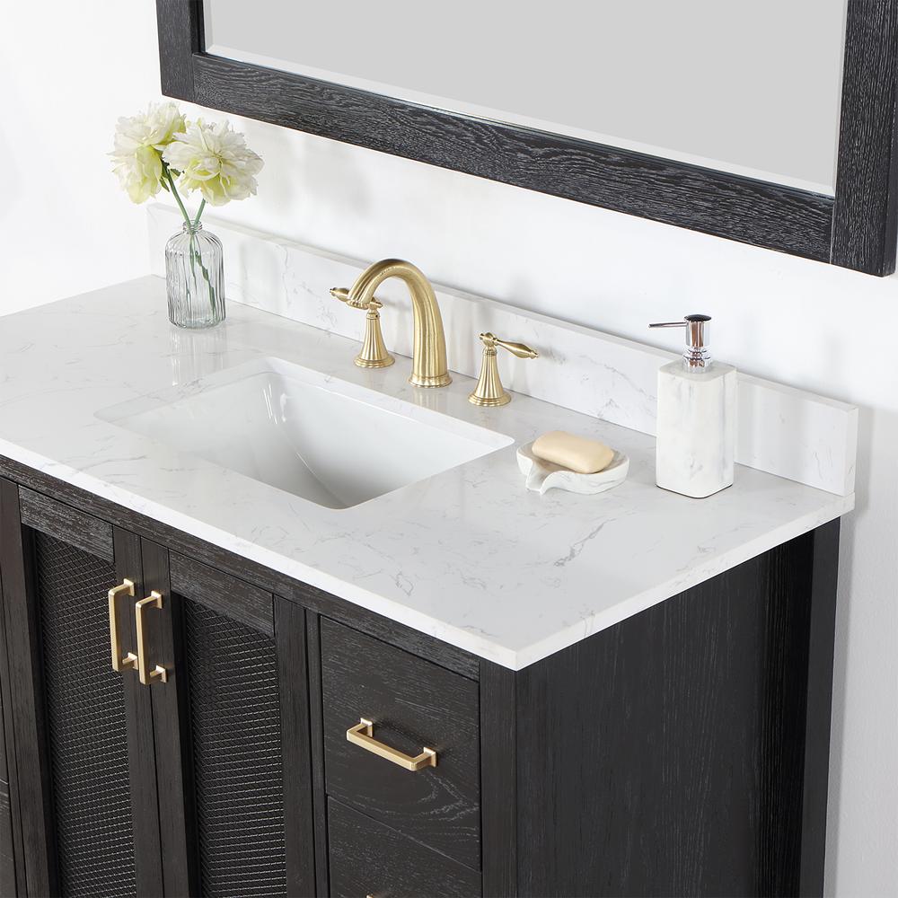 48" Single Bathroom Vanity Set in Black Oak with Mirror. Picture 7