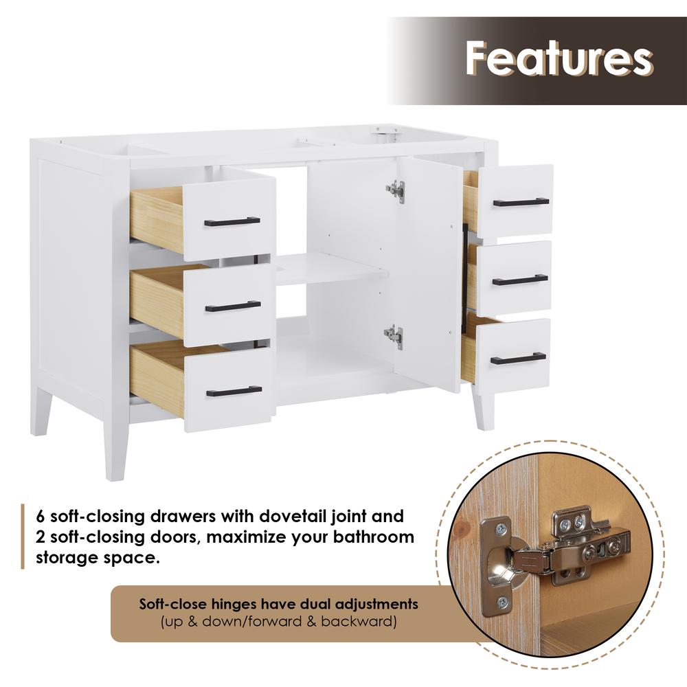 Single Bathroom Cabinet Vanity Base in White without Top and Sink, no Mirror. Picture 5