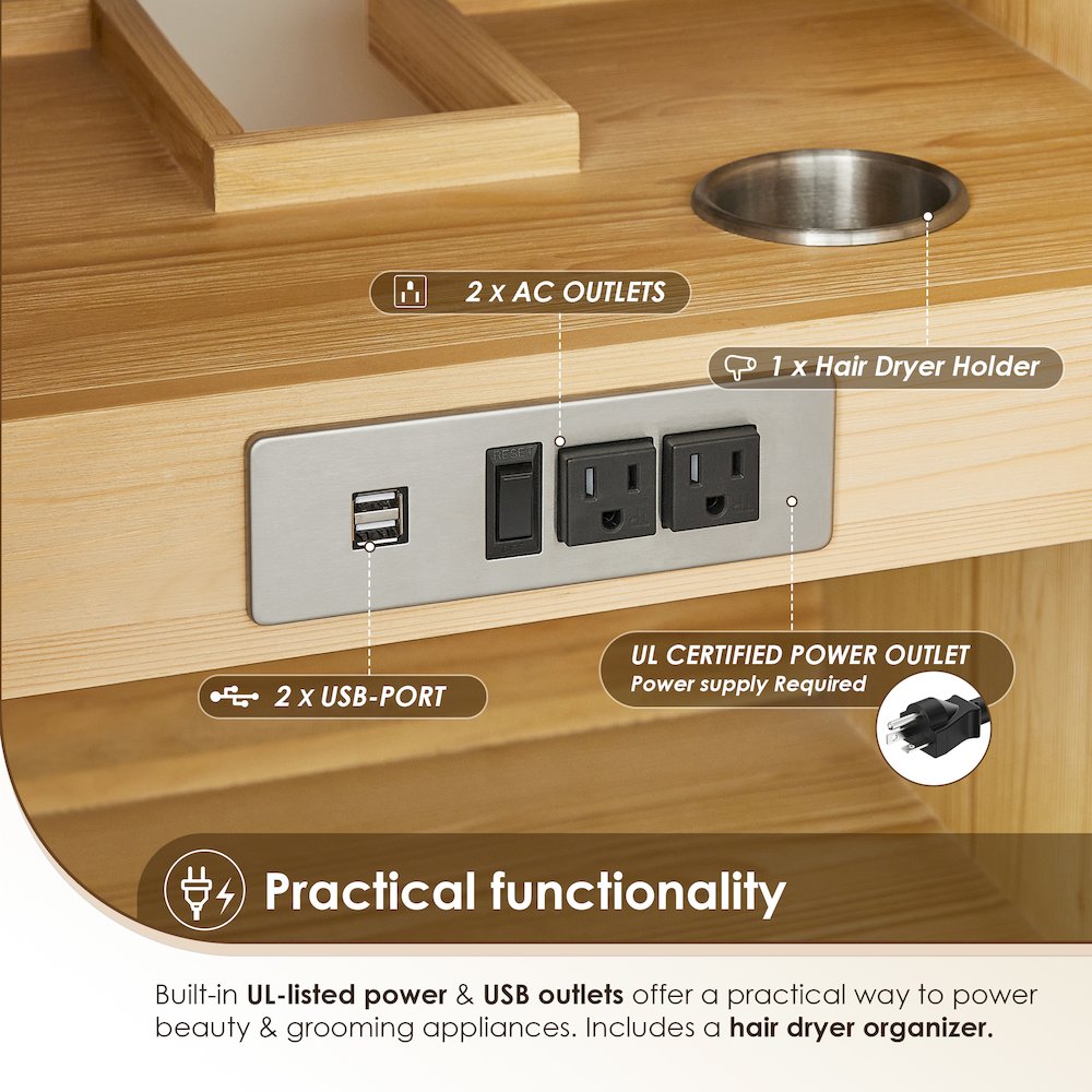 Cedar 72" Double Bathroom Vanity in Natural Wood. Picture 12