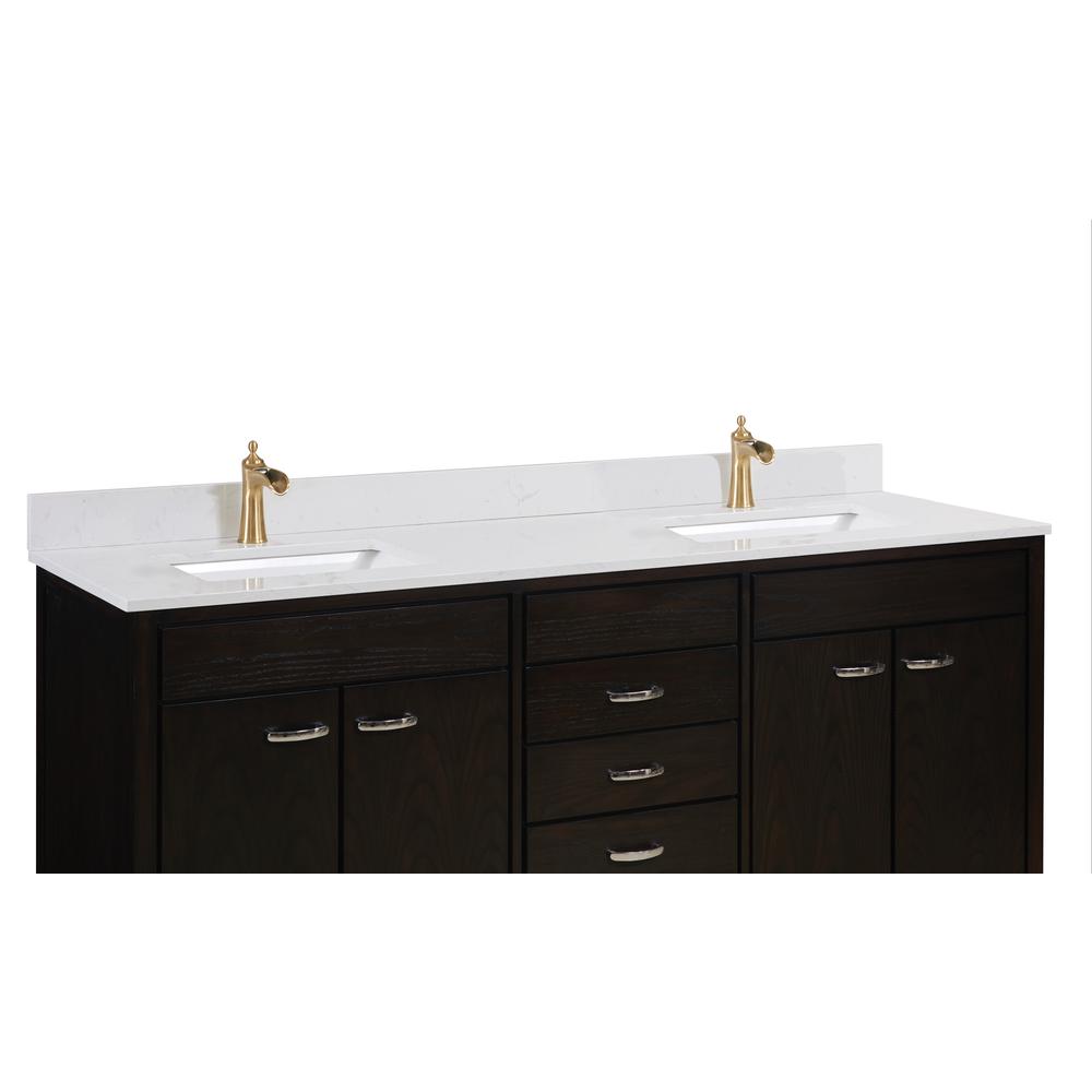 73 in. Composite Stone Vanity Top in Jazz White with White Sink. Picture 12