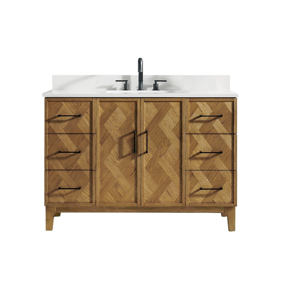 Clara 48" Single Bathroom Vanity in Weathered Brown. Picture 1