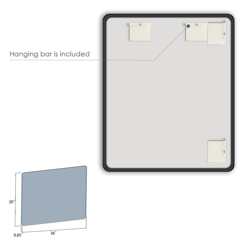 Nettuno 36" Rectangle Bathroom/Vanity Matt Black Aluminum Framed Wall Mirror. Picture 3