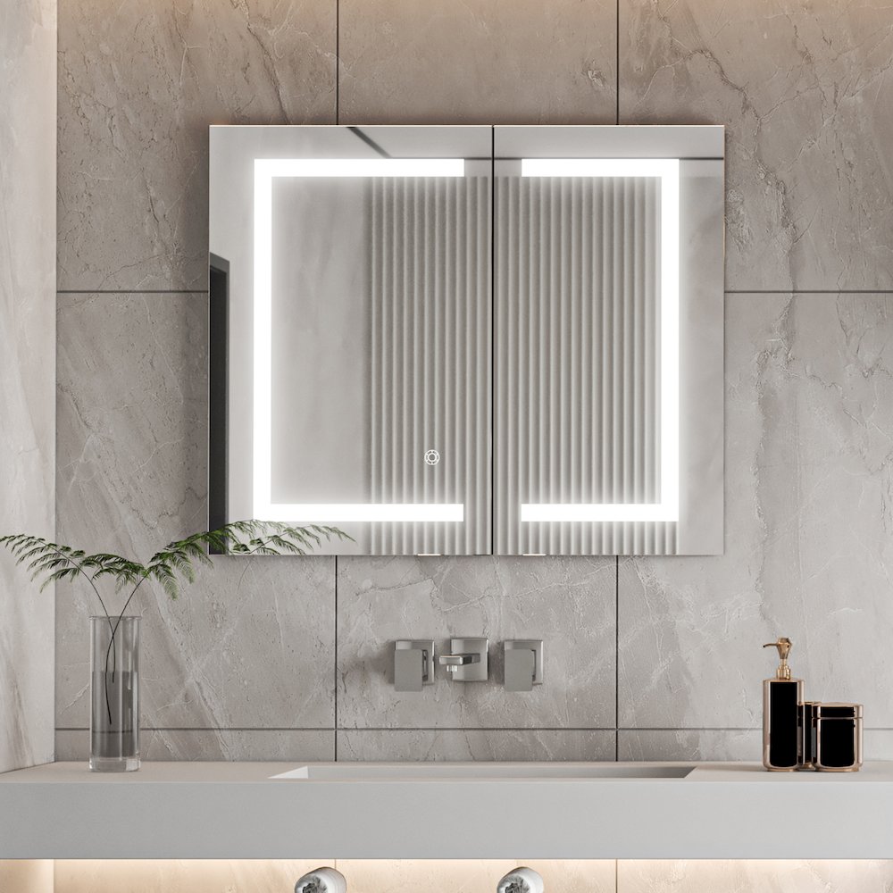 36" Frameless Surface-Mount/Recessed LED Lighted Bathroom Medicine Cabinet. Picture 5