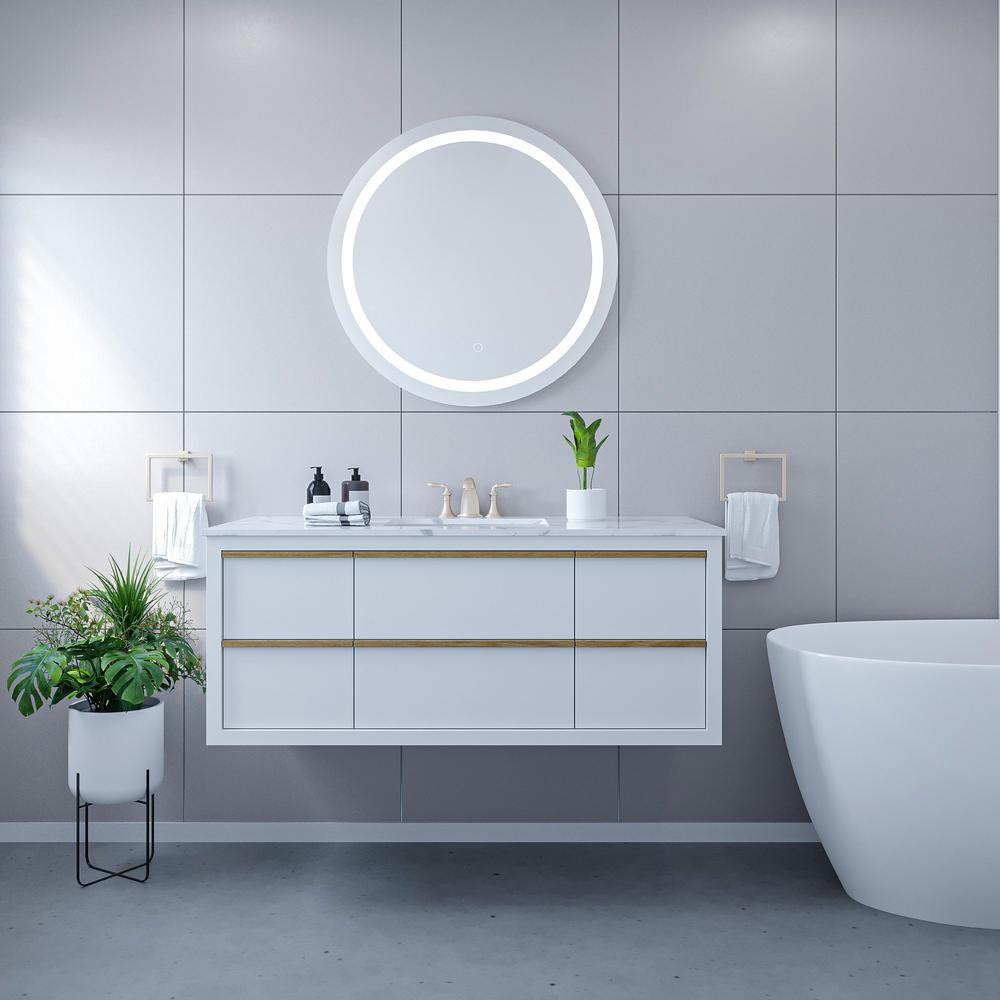 Padova 32” Round  Frameless Modern LED Bathroom Vanity Mirror. Picture 9