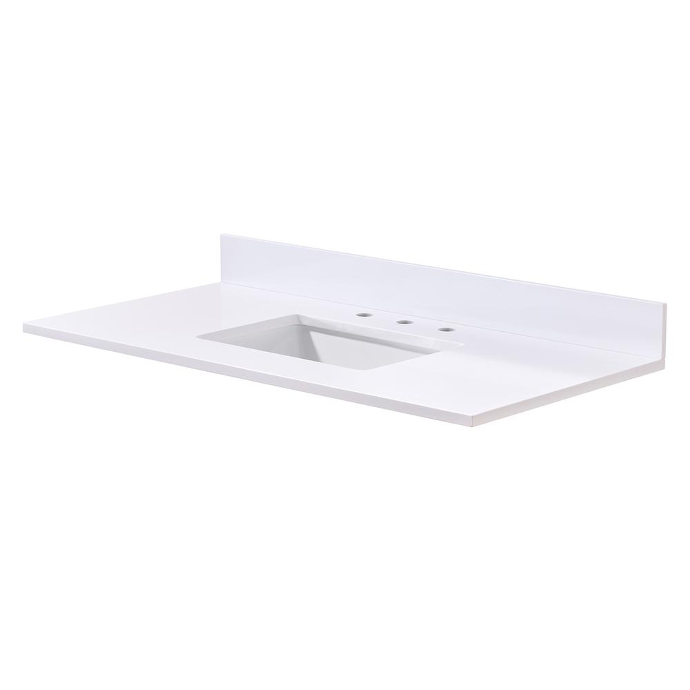 43. in Composite Stone Vanity Top in Snow White with White Sink. Picture 1