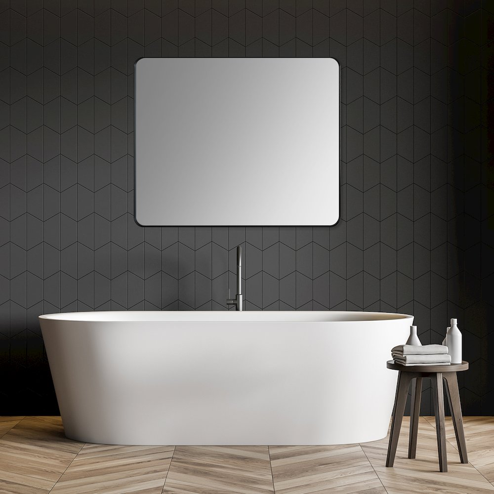 Nettuno 36" Rectangle Bathroom/Vanity Matt Black Aluminum Framed Wall Mirror. Picture 5