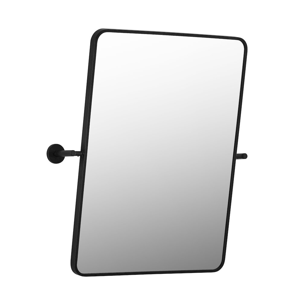 24x32'' Aluminum Framed in Matte Black Modern Bathroom Pivot Wall Mirror. Picture 1