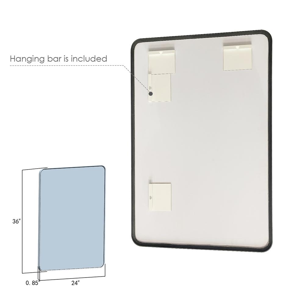 Nettuno 24" Rectangle Bathroom/Vanity Matt Black Aluminum Framed Wall Mirror. Picture 7