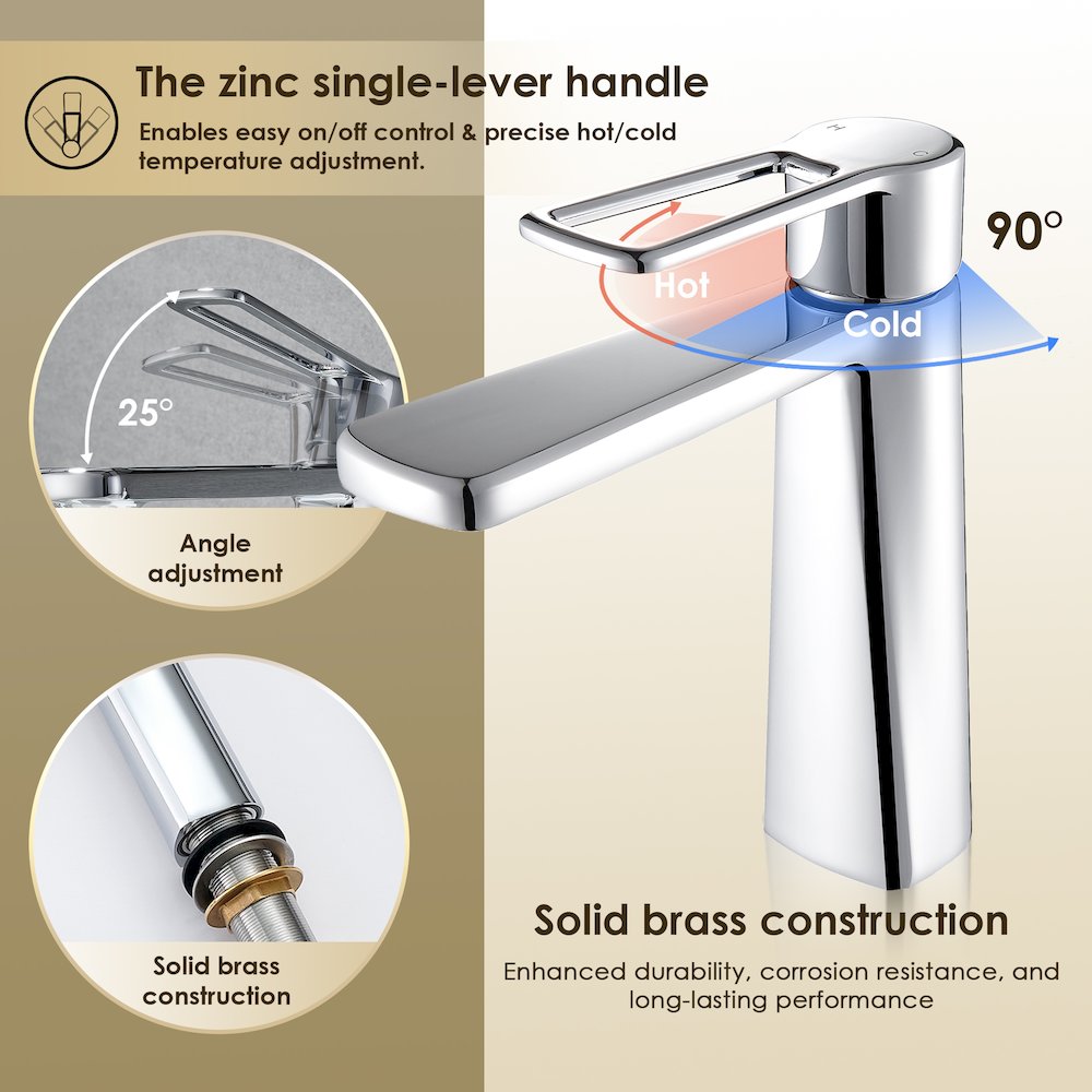 Single Hole Single-Handle Bathroom Faucet in Prolished Chrome. Picture 9
