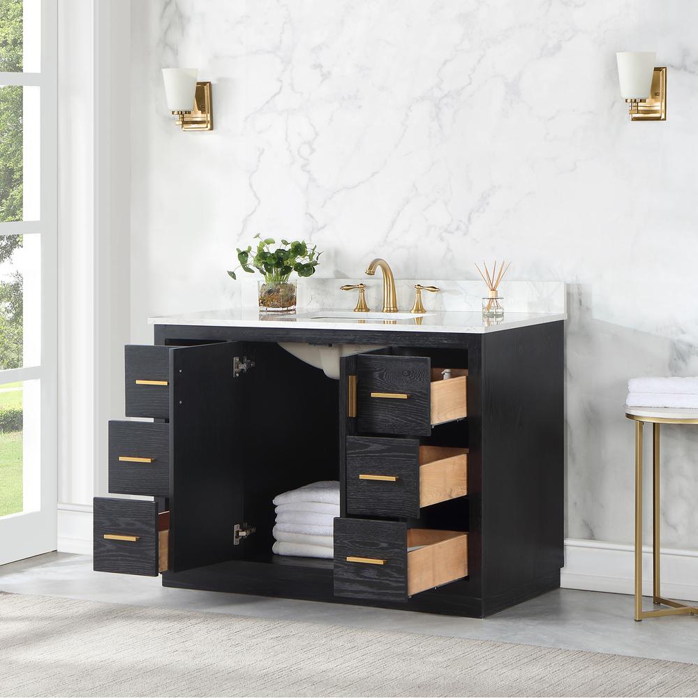 48" Single Bathroom Vanity Set in Black Oak without Mirror. Picture 5