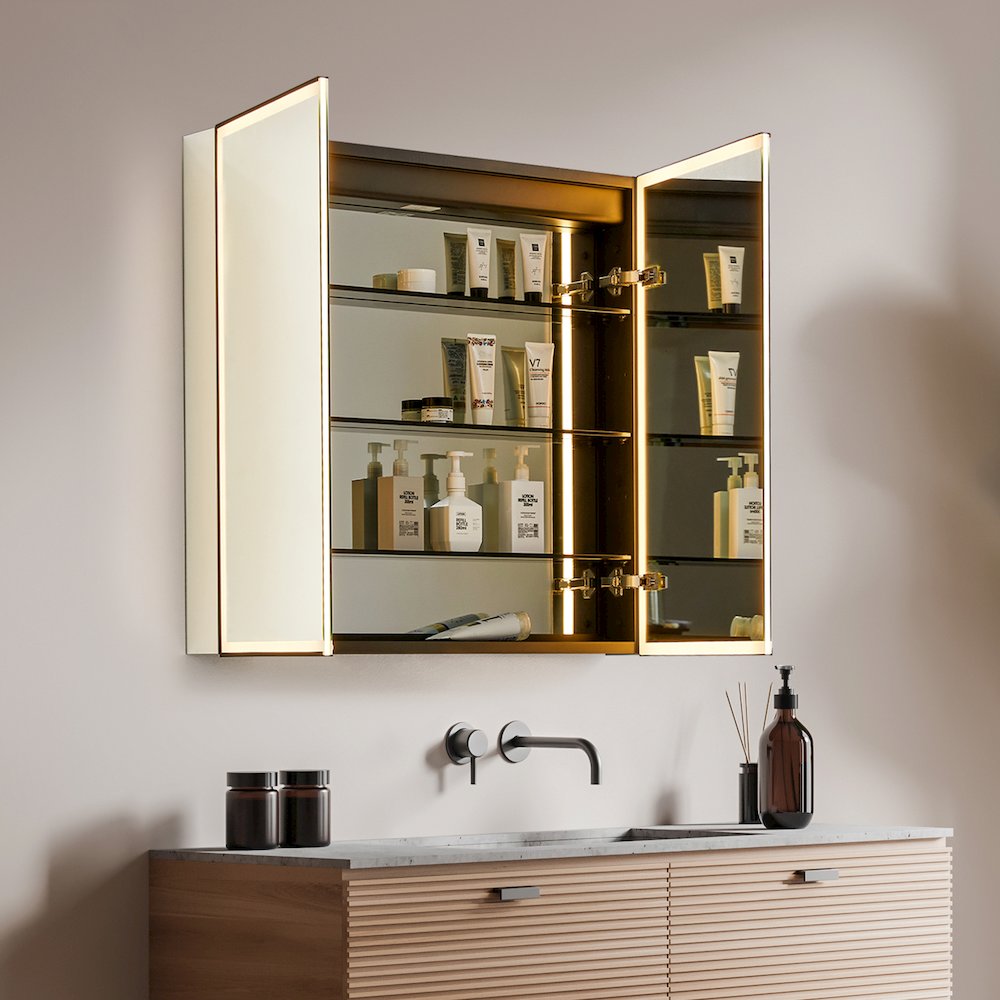 36"x32" Rectangular Bathroom Black Aluminum Mirror Medicine Cabinet. Picture 7