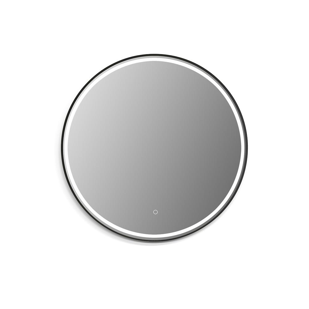 Framed in Matt Black Modern Bathroom/Vanity LED Lighted Wall Mirror. Picture 1