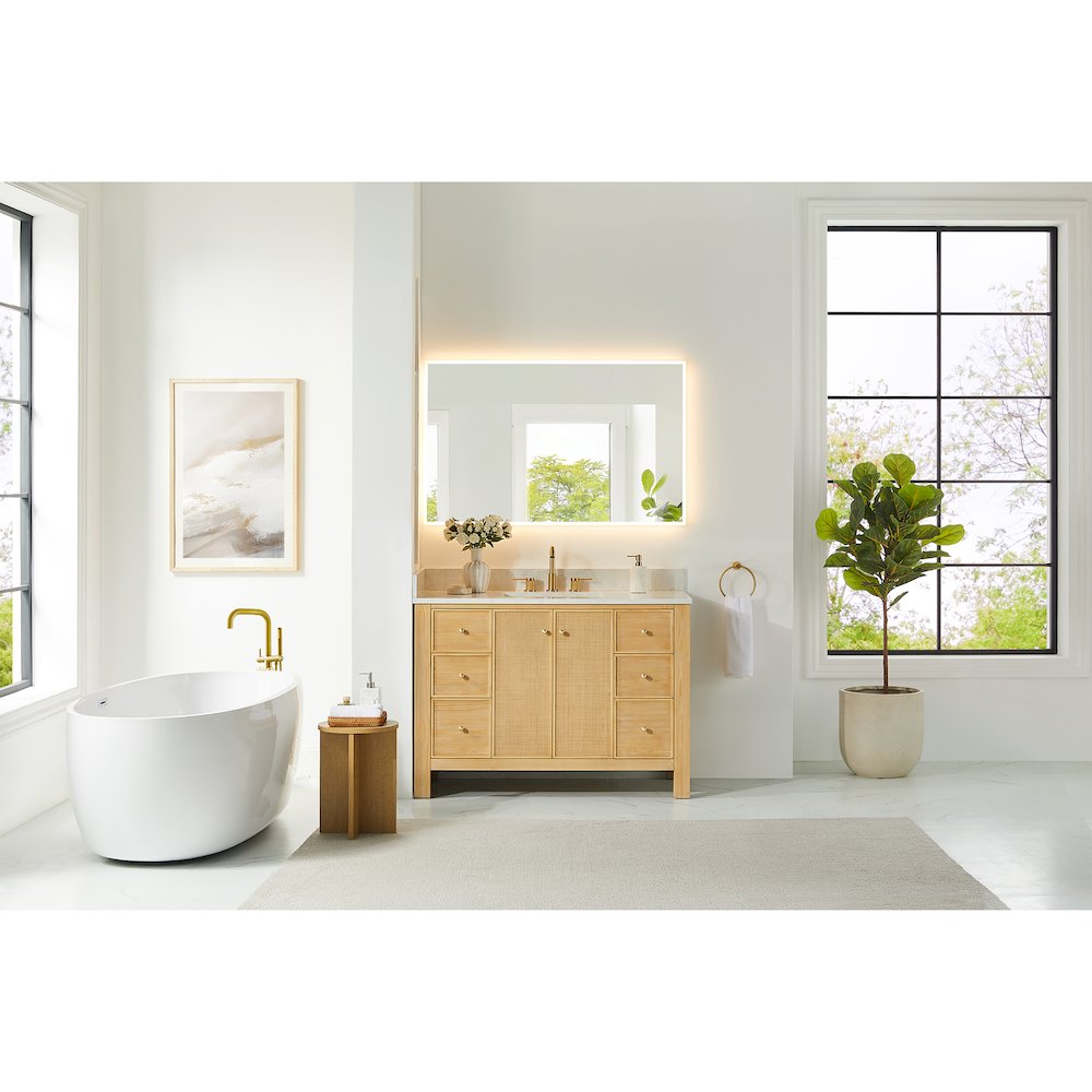 Cedar 48" Single Bathroom Vanity in Natural Wood. Picture 15