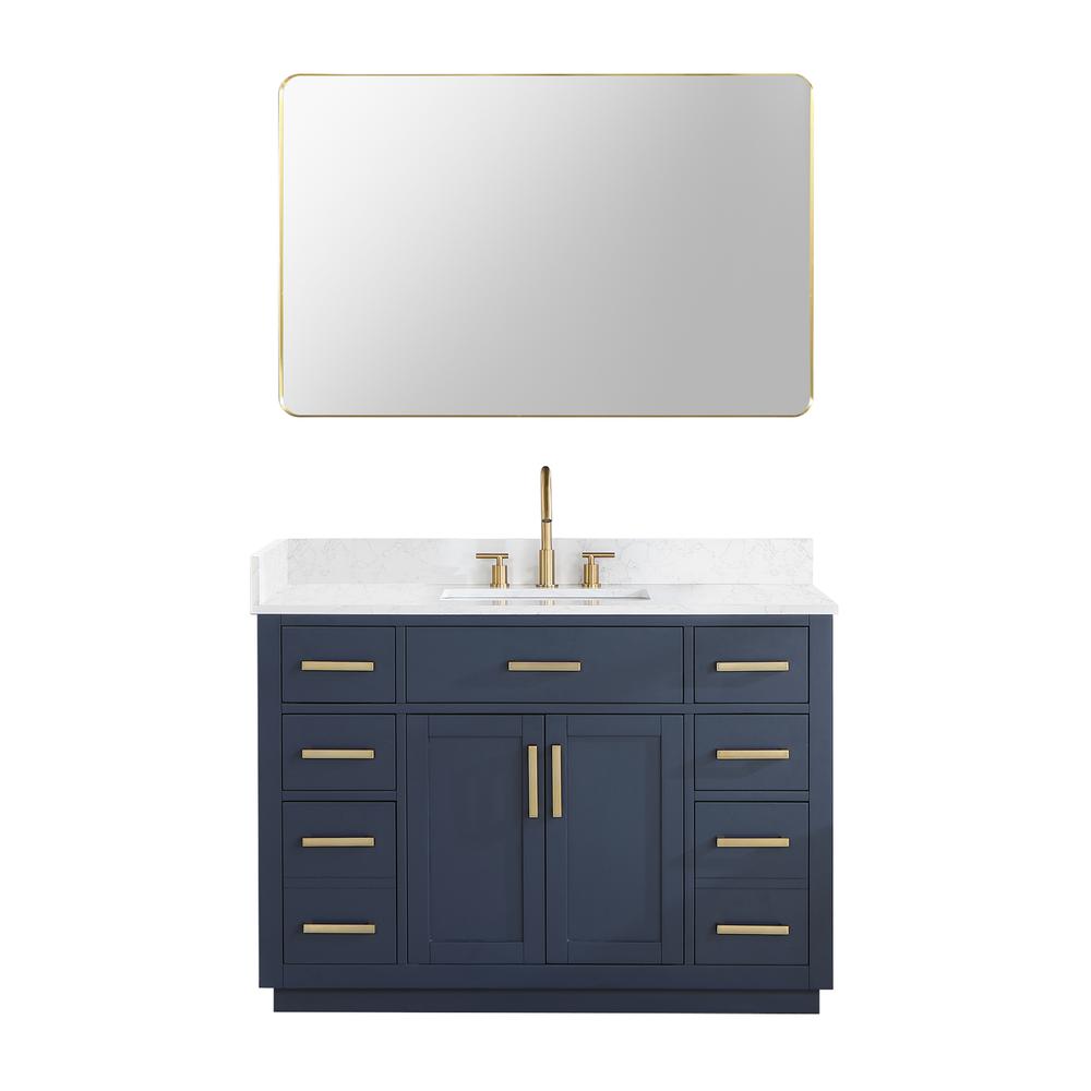 48" Single Bathroom Vanity in Royal Blue with Mirror. Picture 1