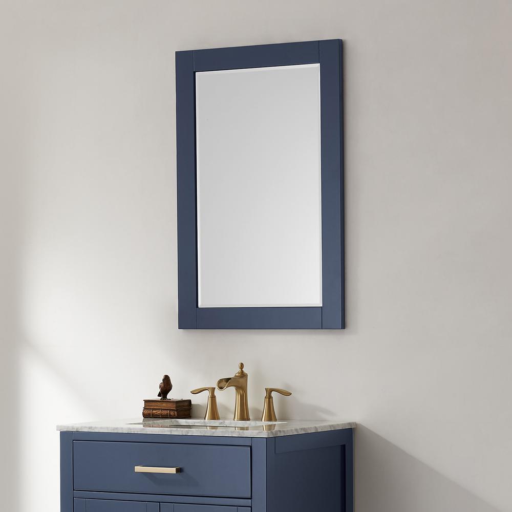 24" Rectangular Bathroom Wood Framed Wall Mirror in Royal Blue. Picture 4