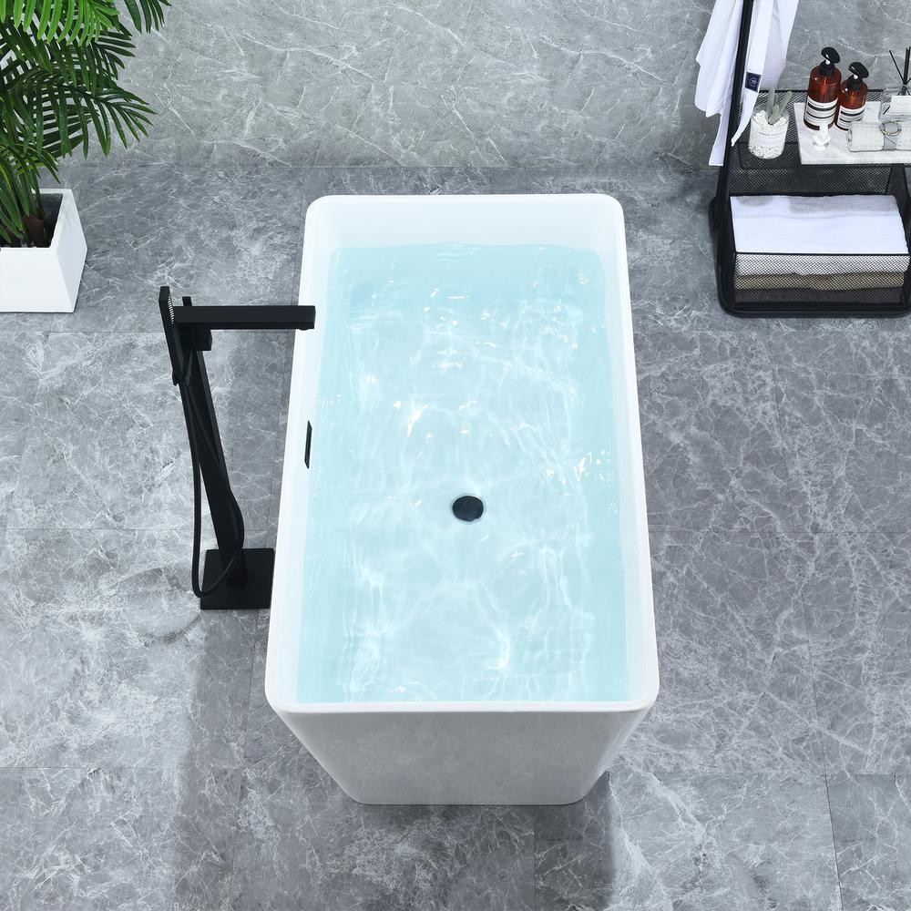 Regina 51" x 28" Flatbottom Freestanding Acrylic Soaking Bathtub in Glossy White. Picture 9