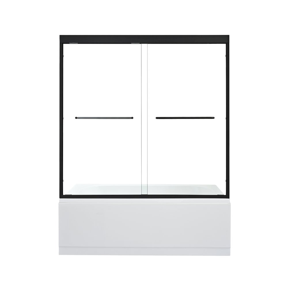 Framed Tub Door in Matte Black with Clear Glass. Picture 1