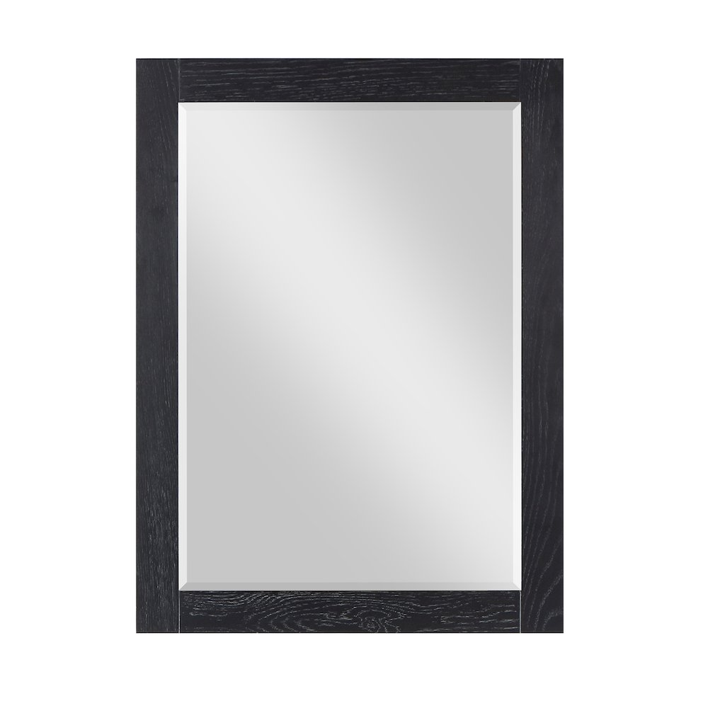 28" Rectangular Bathroom Wood Framed Wall Mirror in Black Oak. Picture 1