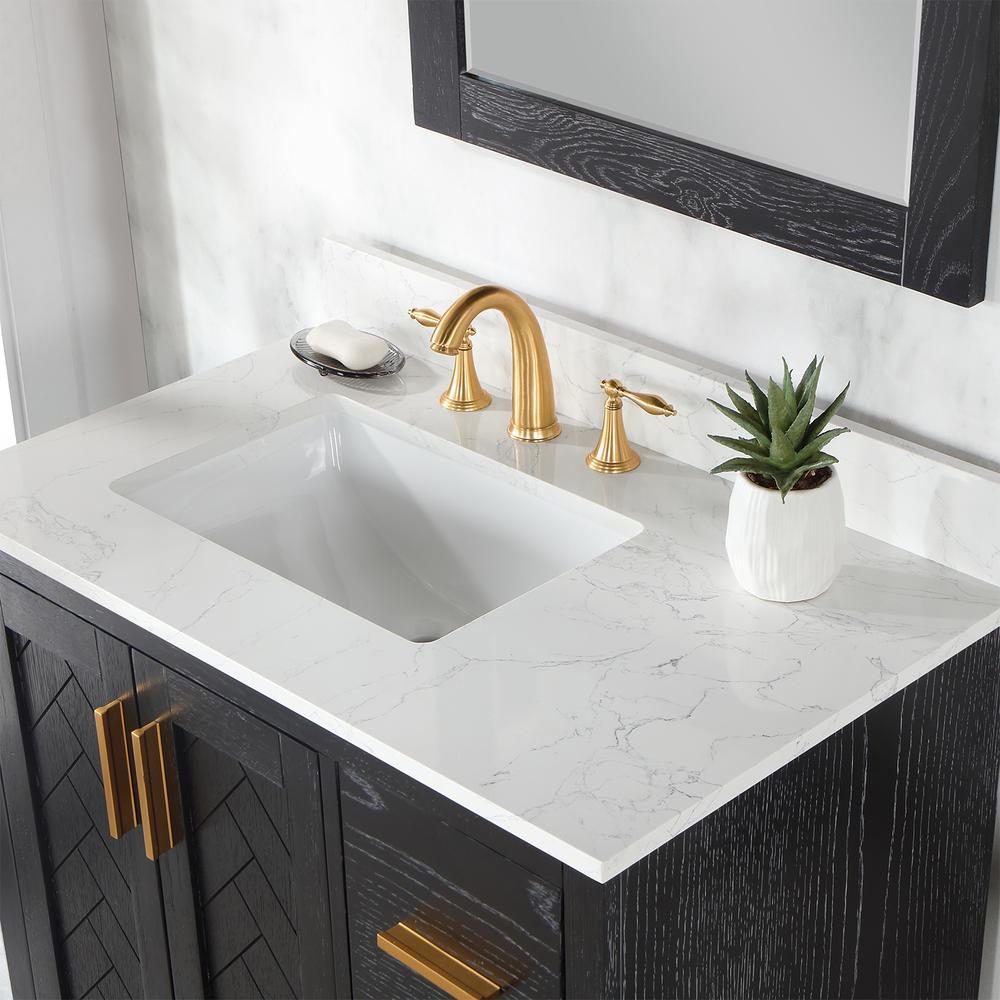 36" Single Bathroom Vanity Set in Black Oak with Mirror. Picture 7