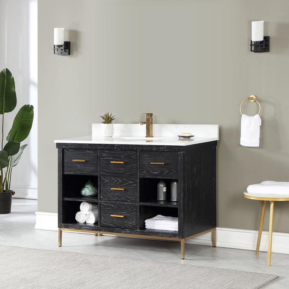 48" Single Bathroom Vanity Set in Black Oak without Mirror. Picture 4