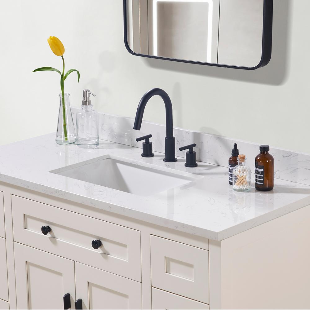 49. in Composite Stone Vanity Top in Aosta White with White Sink. Picture 7