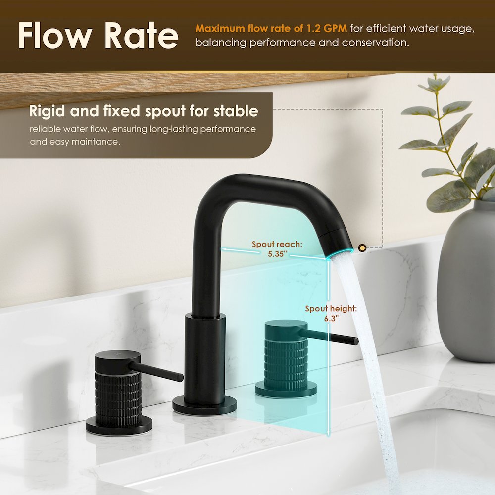 8. in Widespread 2-Handle Bathroom Faucet in Matte Black. Picture 11